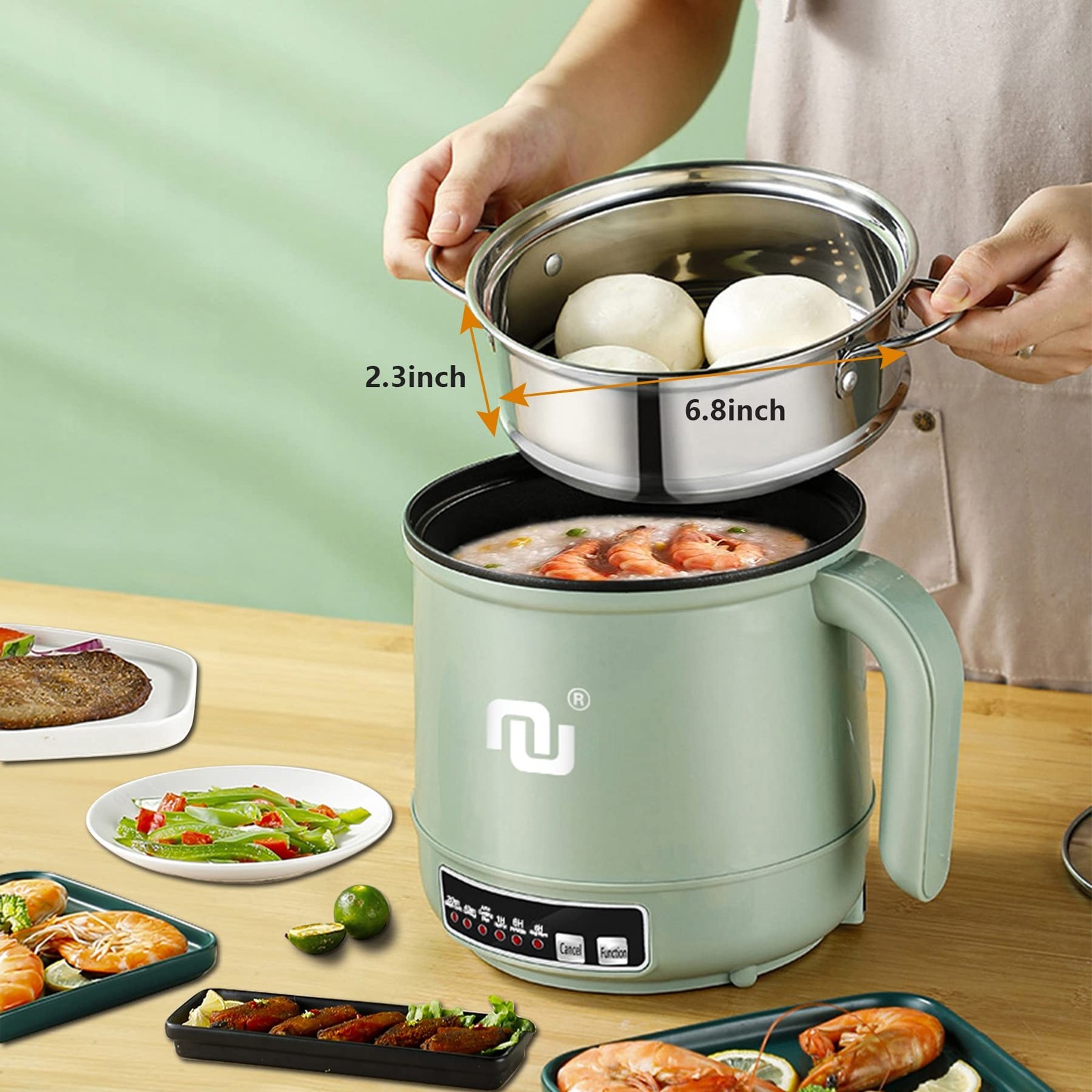 Smart Mini Hot Pot with Timer and Automatic Shut Off 1.2L Non-Stick Rapid Noo... gallery