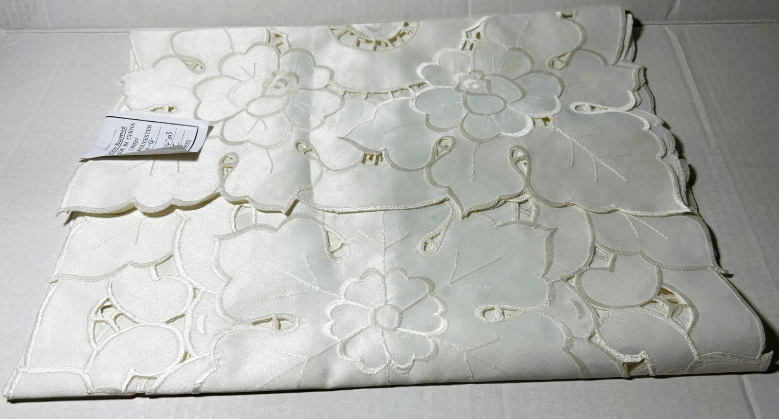 New Embroidered Lace Dining Table Runner 54"X16"cutwork eggshell Wedding gallery