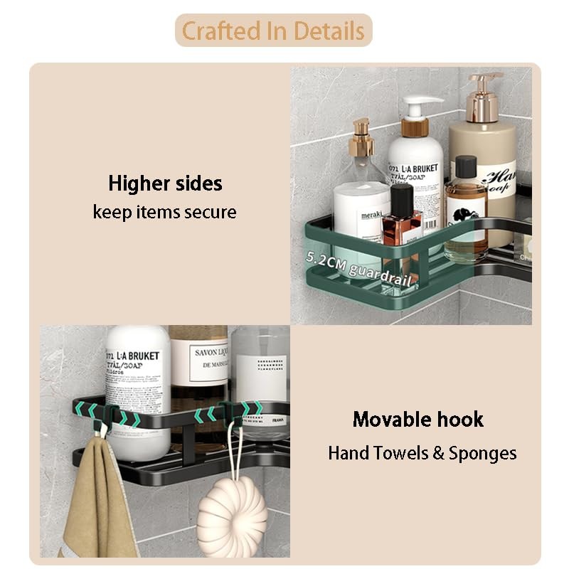 Shower Shelves Corner: Adhesive Caddy with Soap Holder Sturdy Rustproof Aluminum gallery