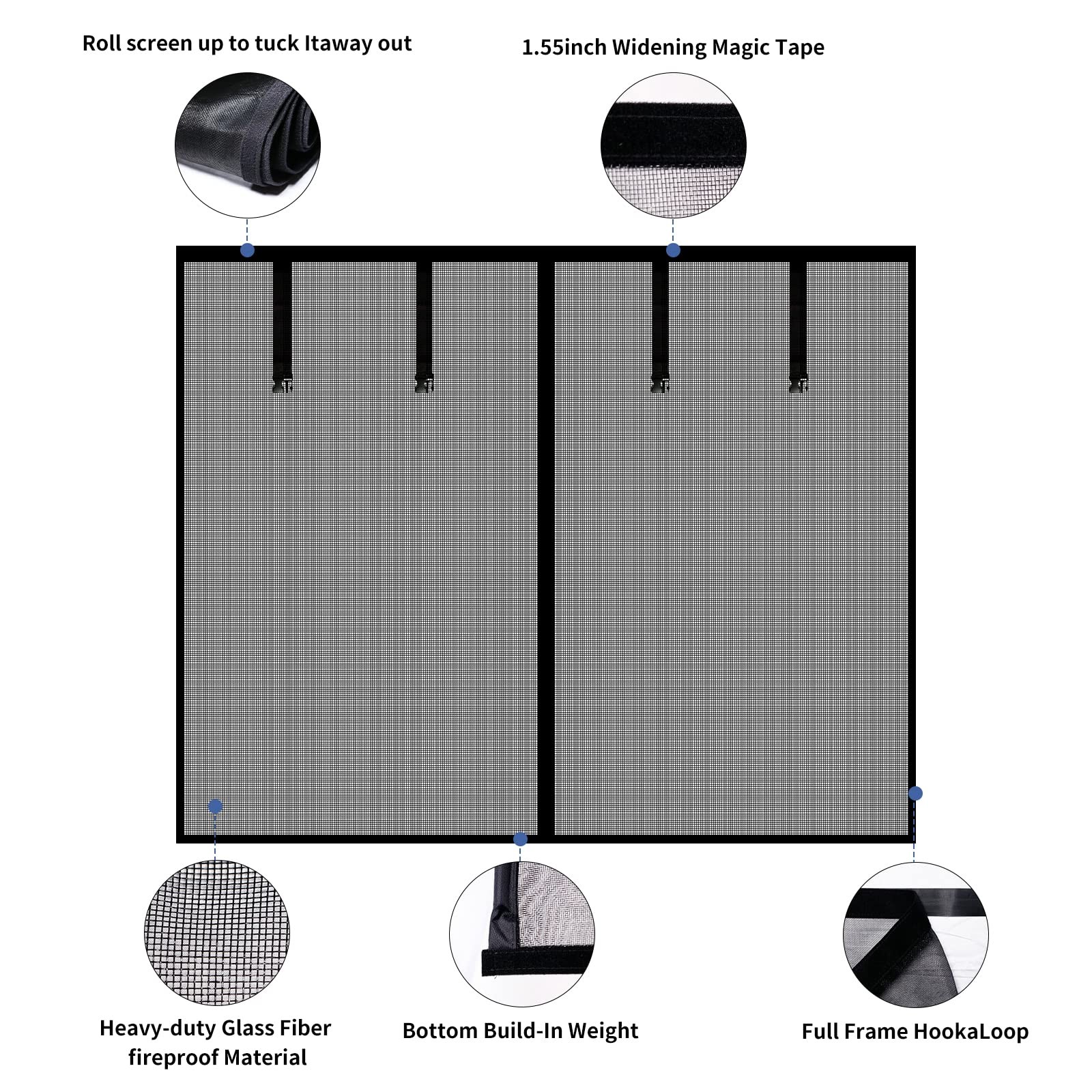 Magnetic Garage Screen Door for 1 Car Doors 9x7FT- 9X7 FT, Black gallery