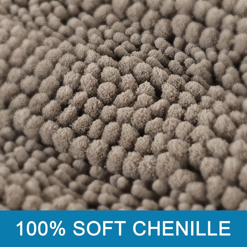 Extra Thick Chenille Bath Mat Set Non Skid Striped Bathroom Rugs Soft Absorbent gallery