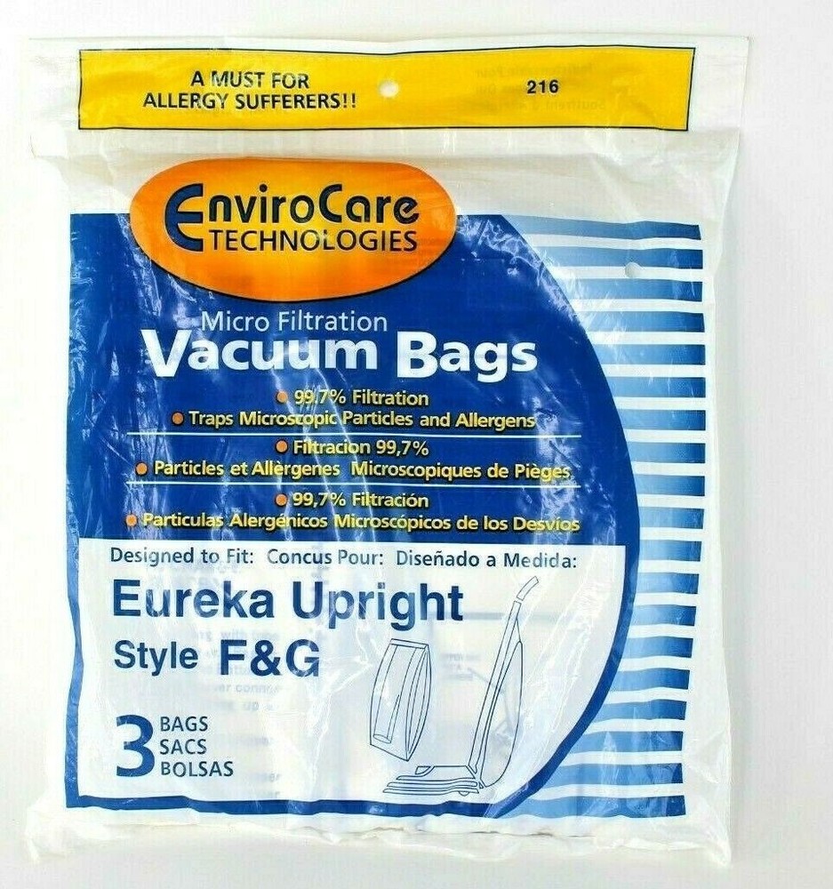3PK, EUREKA F&G UPRIGHT-MICROLINED, PAPER BAGS, 216 Enviro Care Technologies NEW