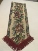 Tapestry style Table Runner 12” X 70”. Green Red Brown on Off-white. Hand Made gallery