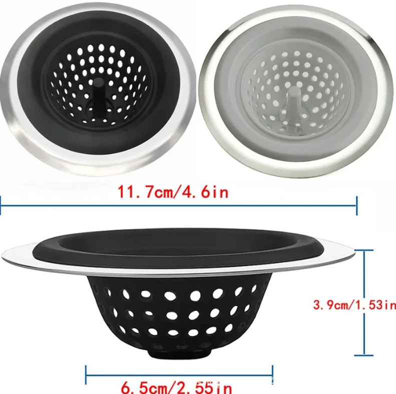 1pc Kitchen Silicone Sink Strainer Anti-Clogging Food Waste & Hair Catcher - NEW gallery