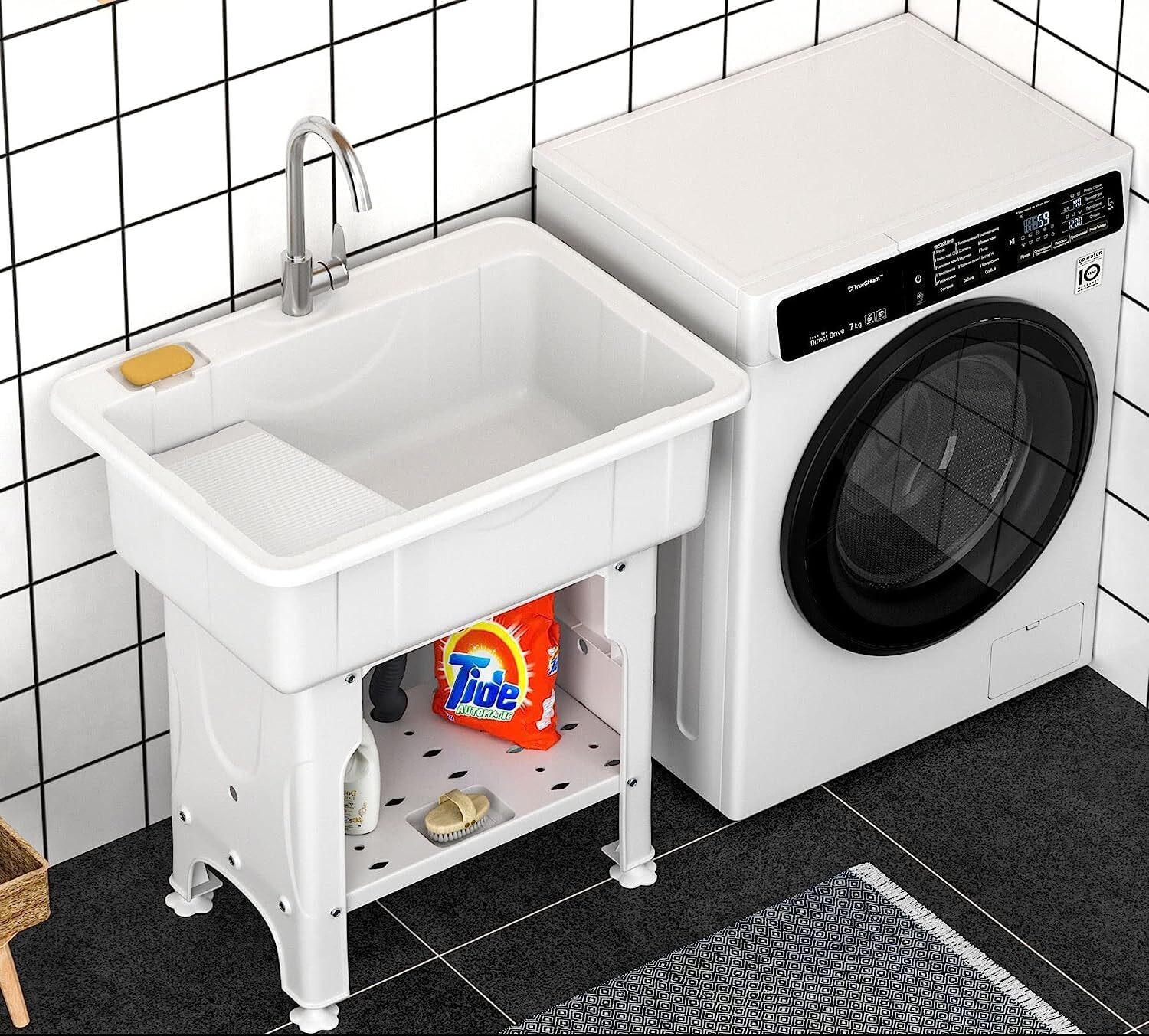Utility Sink Laundry Tub with Faucet & Basement for Laundry Room Garage or Shop gallery