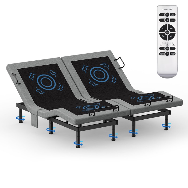 Verinch Adjustable Bed Frame Base With Massage Backlit Remote Quiet Twin XL King gallery