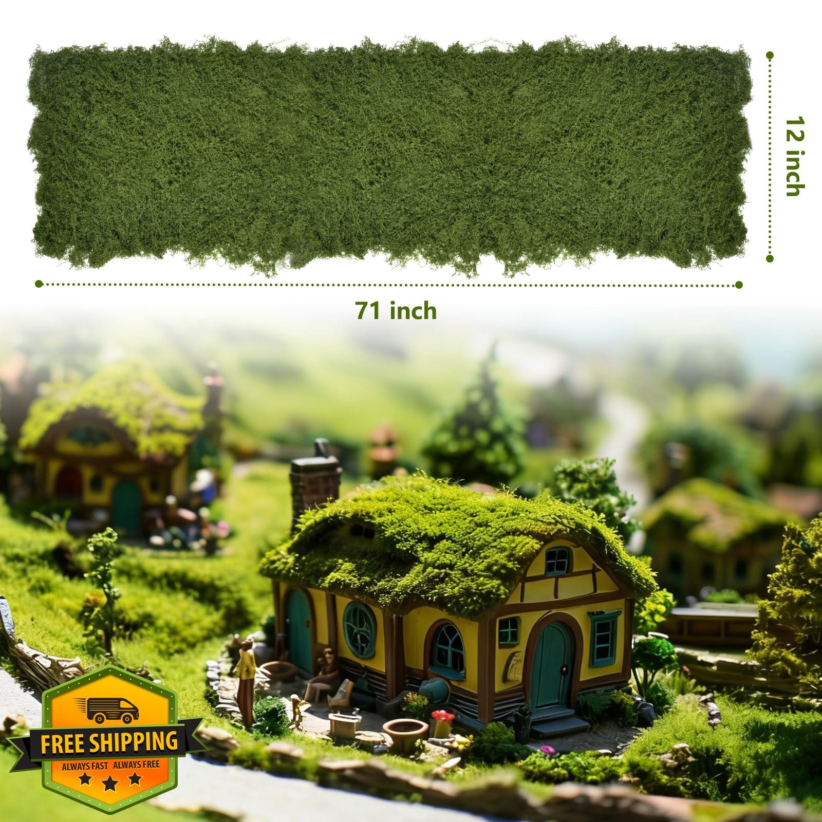 QHQhaven Fake Moss Table Runner Dark Green 12"x71" gallery