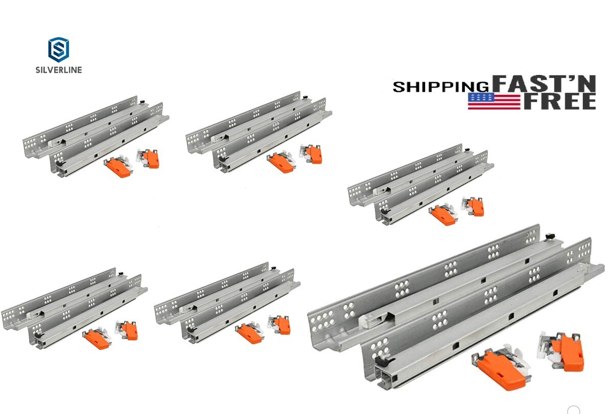 SILVERLINE Undermount Drawer Slide 75 lb Soft Closing Full Extension 6 Pairs gallery