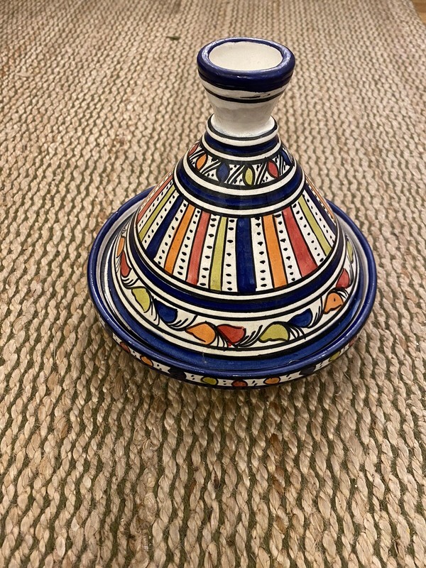 Moroccan Tagine Handmade Serving Ceramic Vivid Color Dish 8.5” gallery