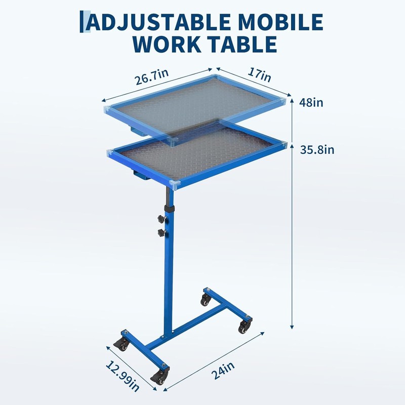Mobile Mechanic Work Table,220lb Capacity Height Adjustable Steel Cart Tool Tray gallery