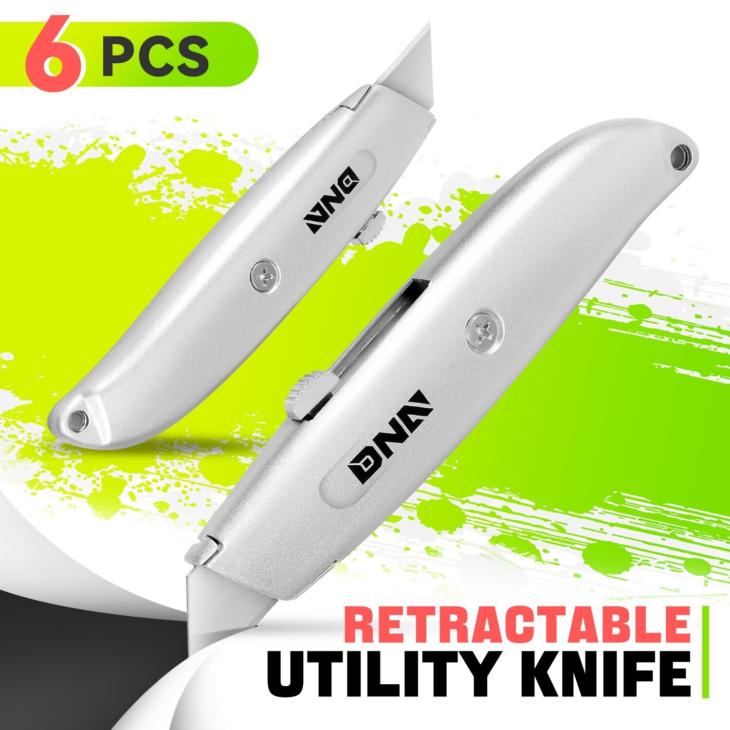 6Pcs Heavy Duty Durable Sharp Razor Blade Retractable Utility Knife Box Cutter gallery