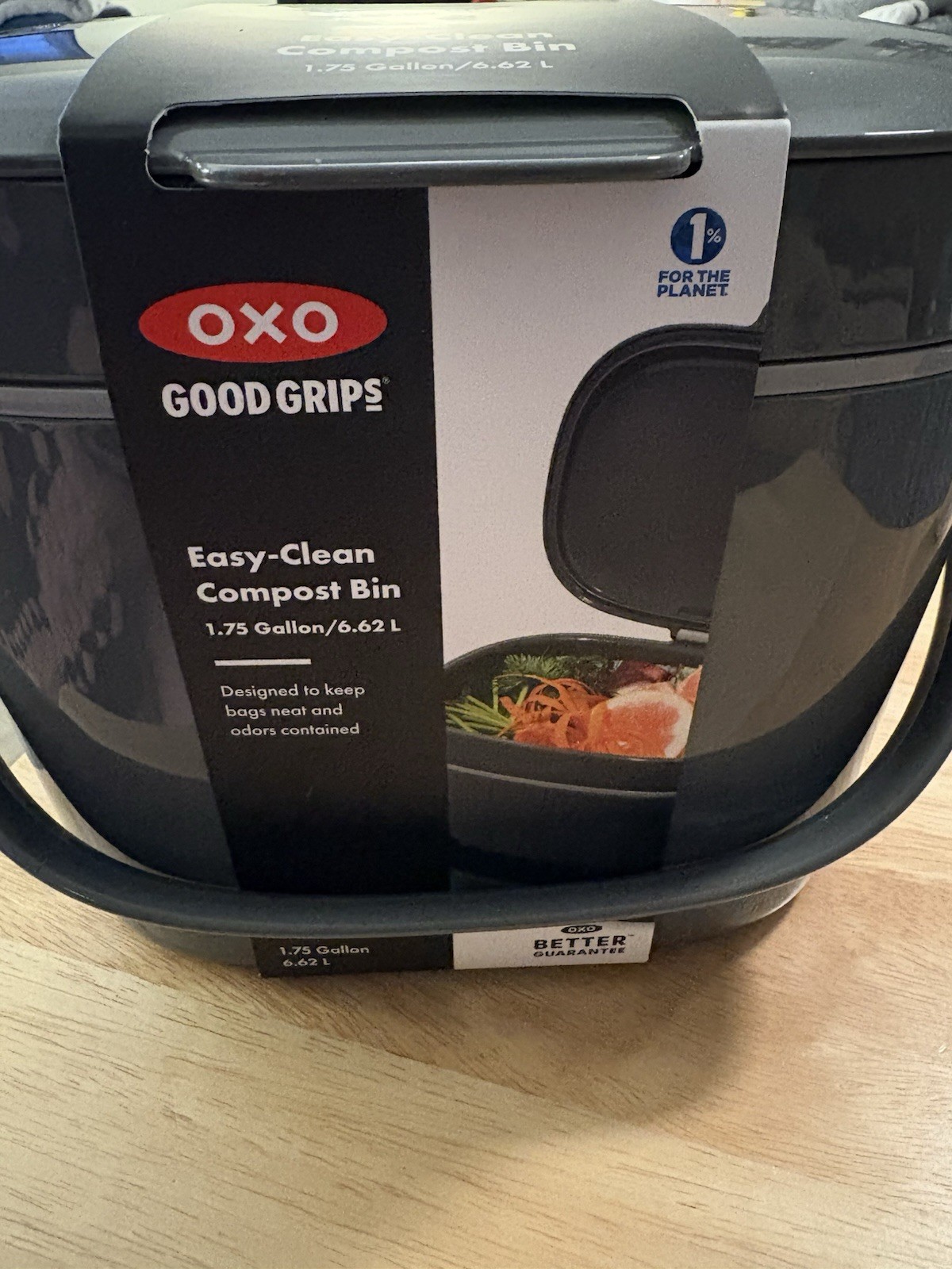 New OXO Good Grips Easy Clean Compost Bin Gray Kitchen Caddy Recycle 1.75 Gal gallery