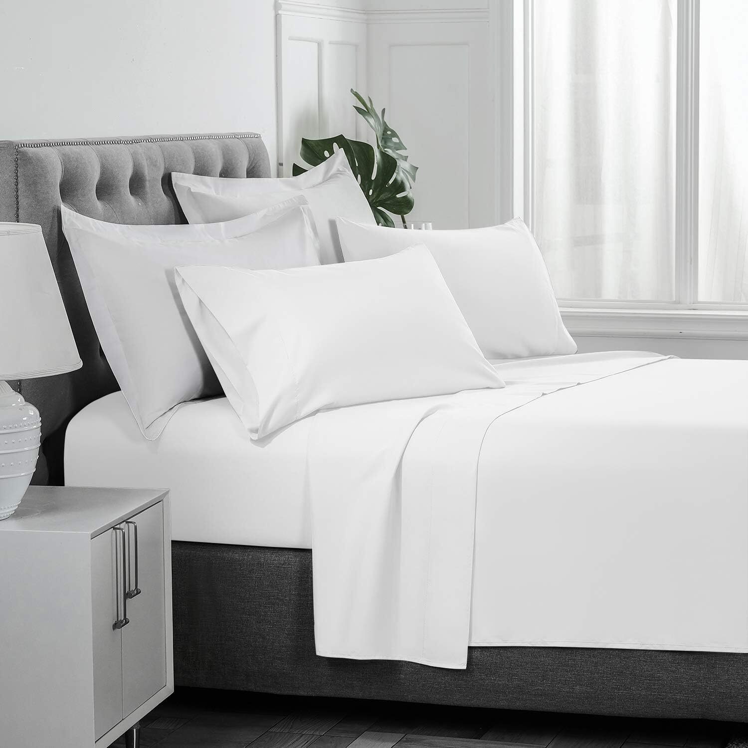 Luxury Soft 2000TC Series 4pcs Bedding Sheet Set, Standard 100 by Oeko-Tex White gallery