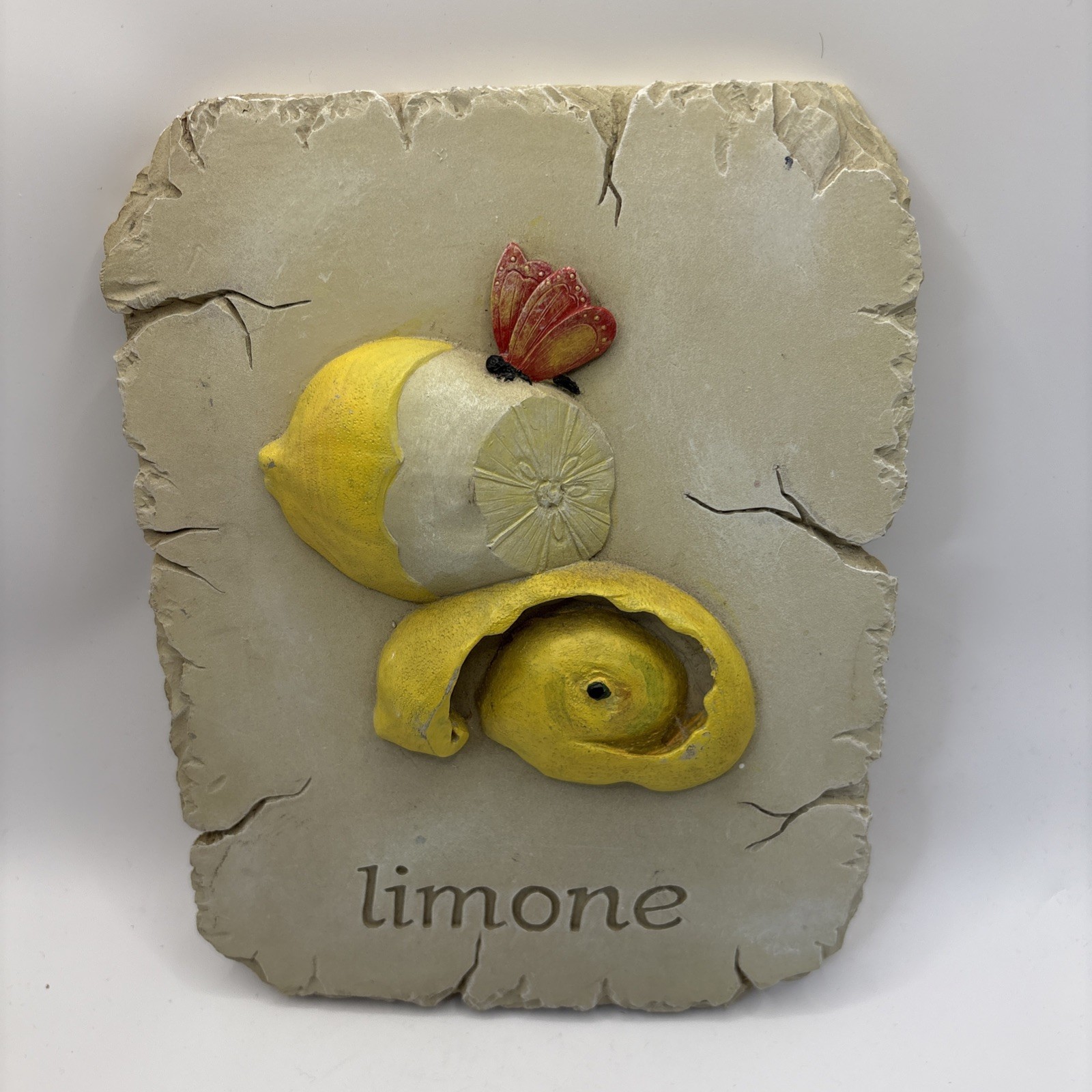 Limone Lemon Ceramic Clay Kitchen Wall Hanging 8x6” Butterfly gallery