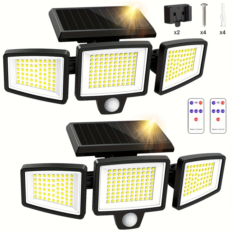 2 Pack LED Motion Sensor Solar Lights Outdoor IP44 Waterproof Security Lamp US gallery