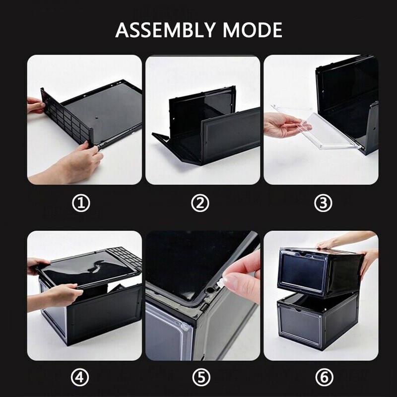 4/8x Foldable Shoe Box Storage Magnetic Stackable Plastic Sneaker Case Organizer gallery