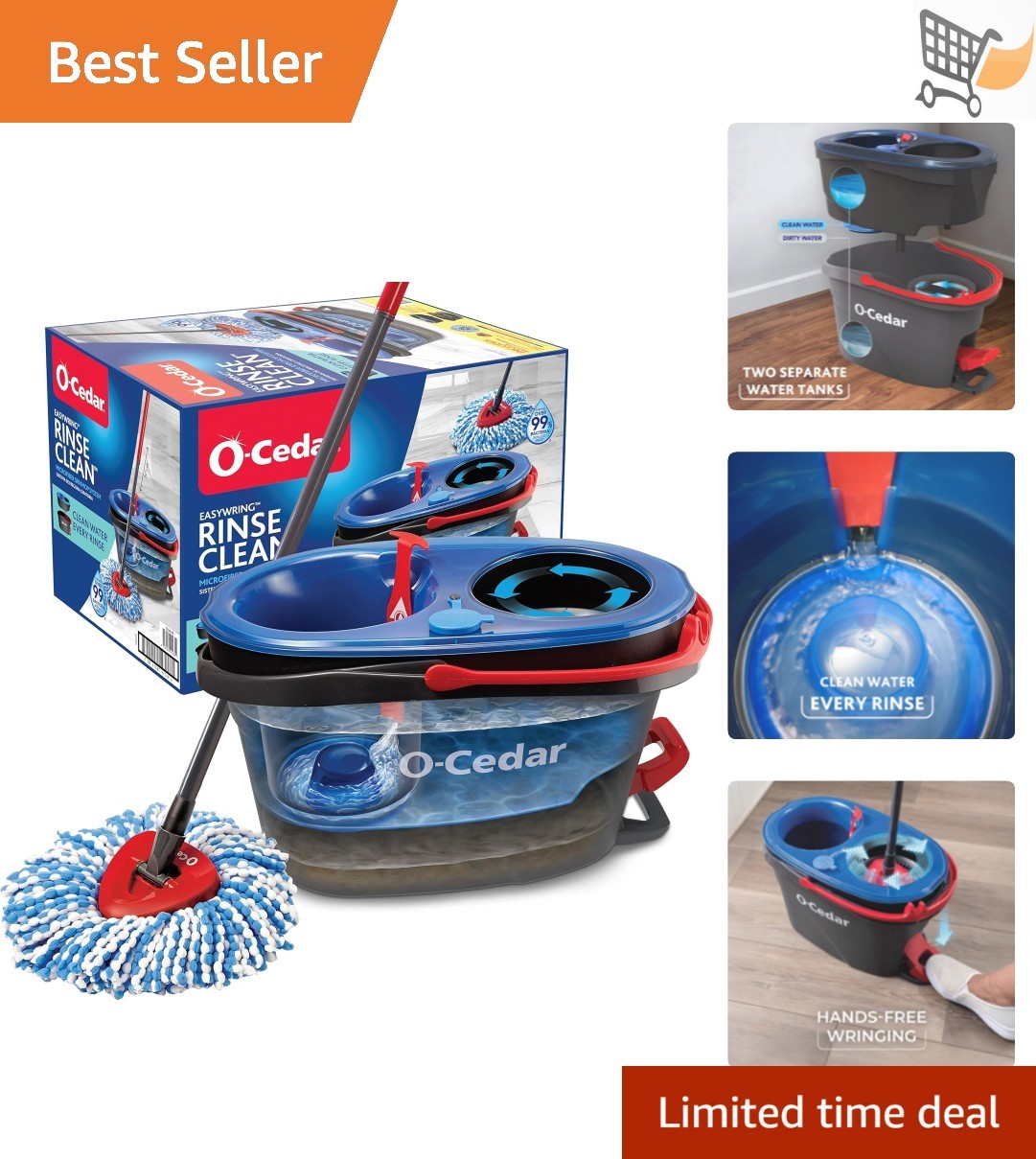 Spin Mop & Bucket System Microfiber Heavy-Duty Cleaning for All Floors gallery