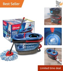Spin Mop & Bucket System Microfiber Heavy-Duty Cleaning for All Floors