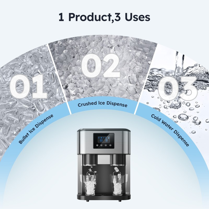 2 in 1 Countertop Ice Cube Maker 33lbs/Day with Water Dispenser Combo Machine gallery