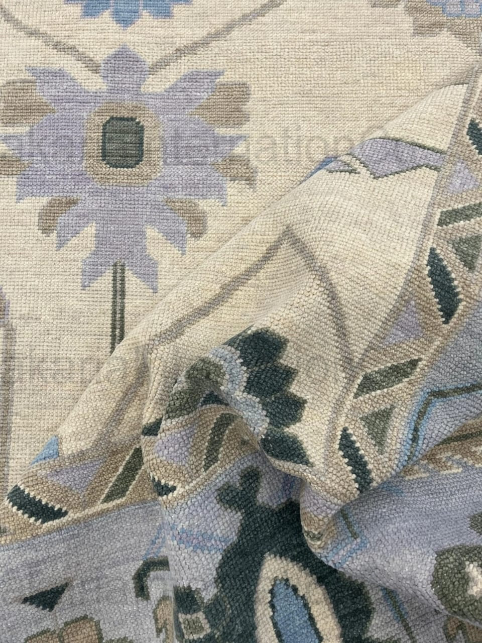 Handmade Wool Oushak Rug 8x10 | Pastel Green ivory| Traditional Oriental 5x8 4x6 gallery