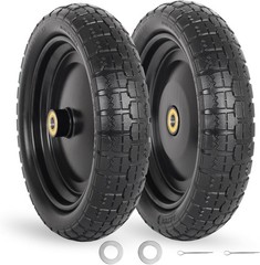 13″ Flat-free Solid Tire and Wheel, with 5/8″ Axle Bore Hole 2 Pack