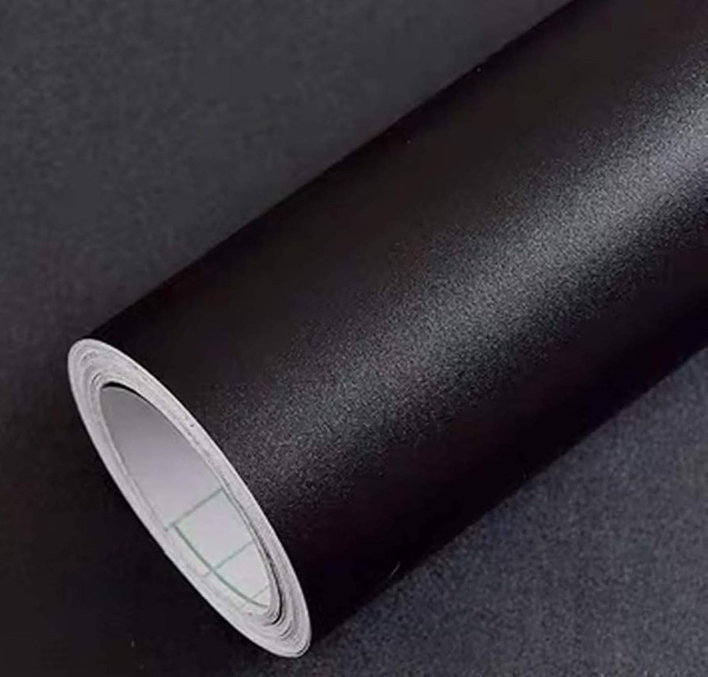 Matte Black Contact Paper Solid Wallpaper Plain Vinyl Film SelfAdhesi...