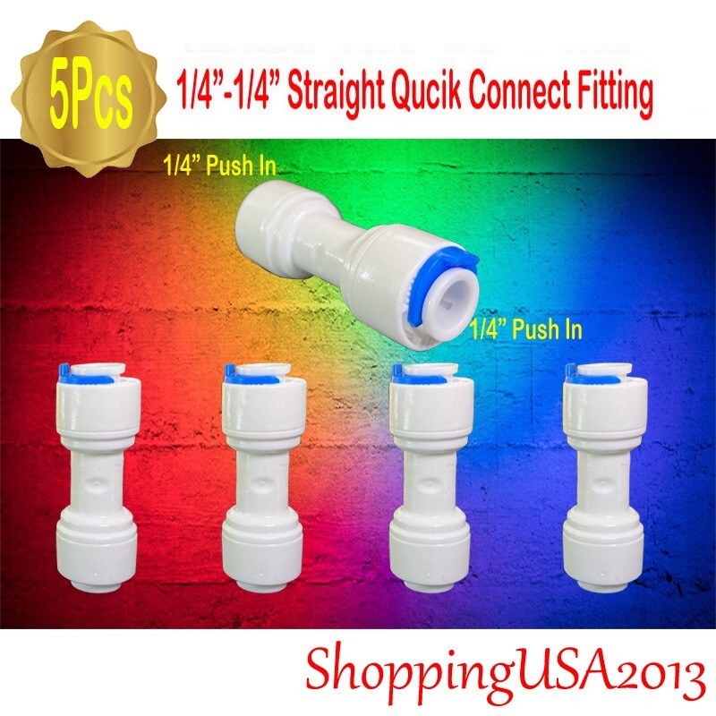 5 Pcs 1/4-1/4" Quick Connect Straight Fitting Connector Push In Undersink RO gallery