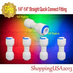 5 Pcs 1/4-1/4″ Quick Connect Straight Fitting Connector Push In Undersink RO