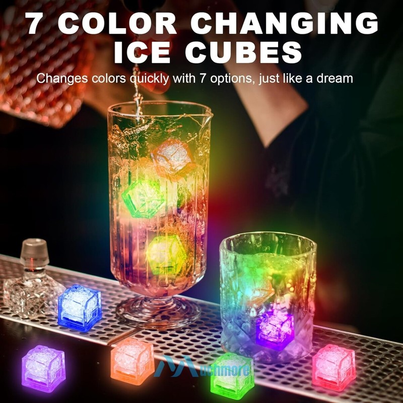 Light Up Ice Cubes, 4~96Pcs Multi Color LED Ice Cubes for Party Drinks Reusable gallery
