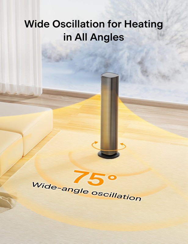 Space Heater Large Room, 30" Smart Electric Heaters with Thermostat, App & Vo... gallery