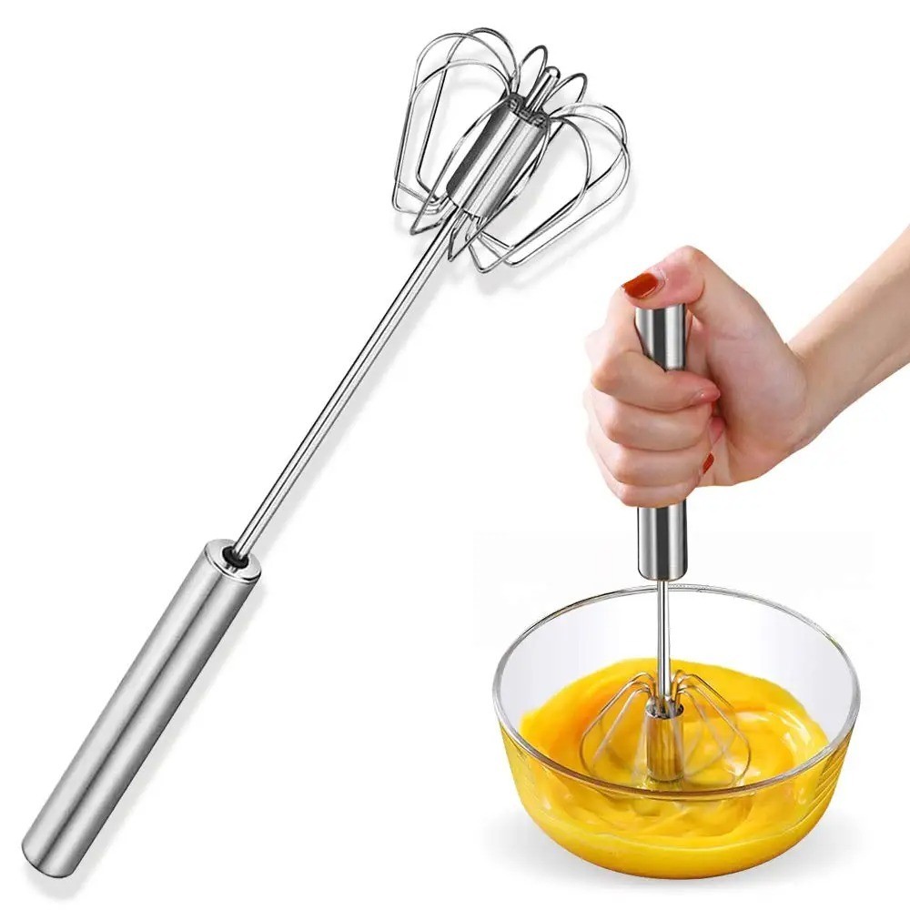 Semi Automatic Egg Whisk Stainless Steel Hand Push Beater Mixer Cream Frother gallery