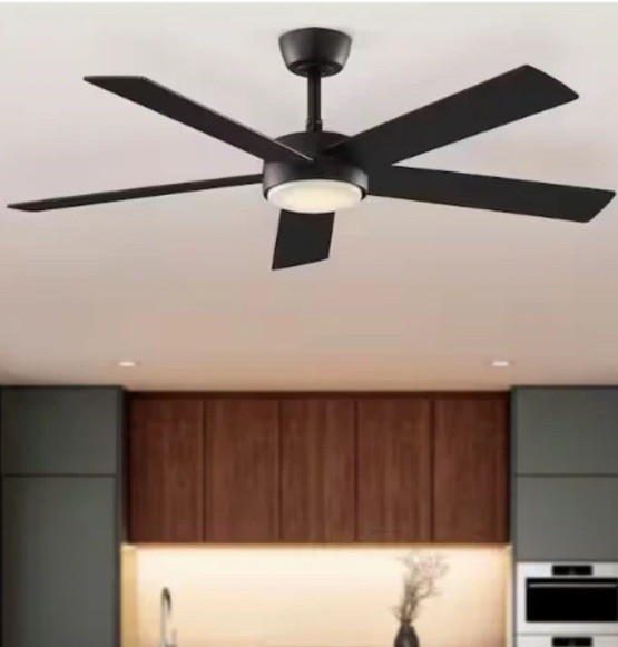Hampton Bay Verano 52" Indoor Matte Black Downrod Mount Ceiling Fan w Remote gallery