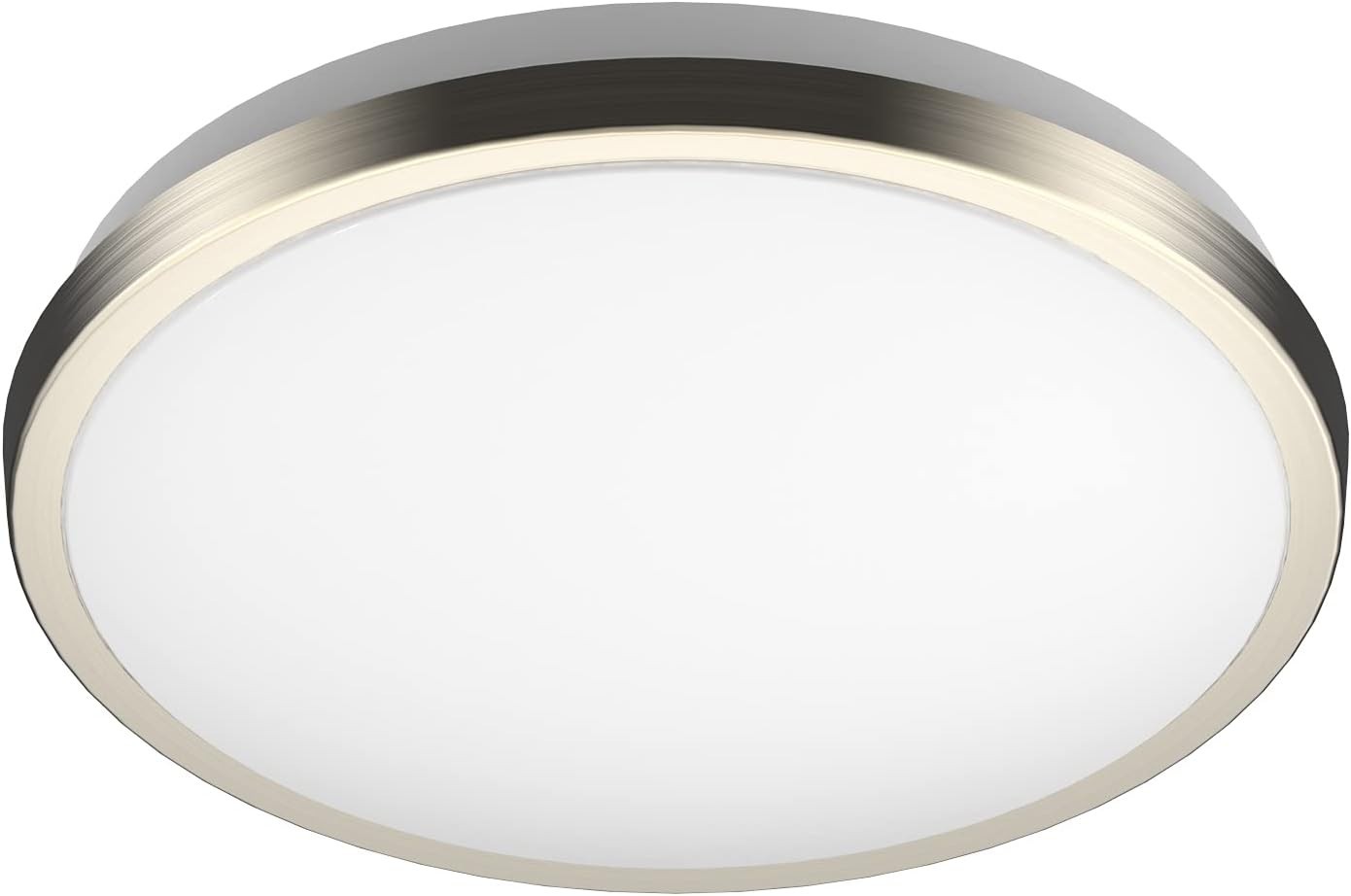DYMOND 10 in. Modern Ring Brushed Nickel LED Flush Mount Ceiling Light Fixture gallery