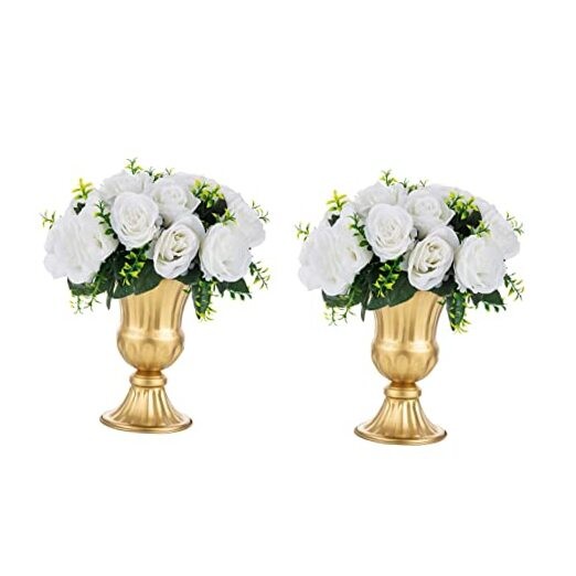 Vases for Centerpieces Wedding - 2 Pcs 9in Height 9 inches H - 2 PCS Gold gallery