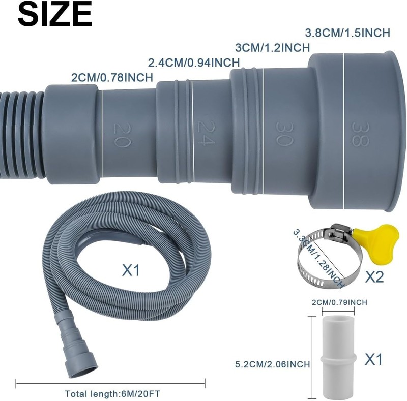 20FT Universal Washing Machine Drain Hose Extension Kit - Heavy Duty Flex Pipe gallery