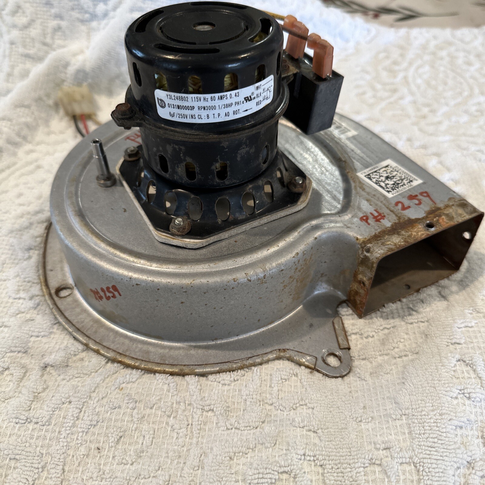 Y3L248B02 Furnace Draft Inducer Blower Assembly Motor Pre-owned gallery