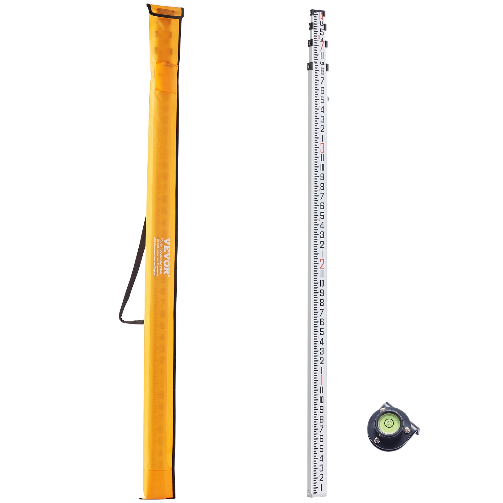VEVOR Measuring Rod 14-Feet/8ths 4 Sections Telescopic Grade Rod 1/8in w/ Bag gallery