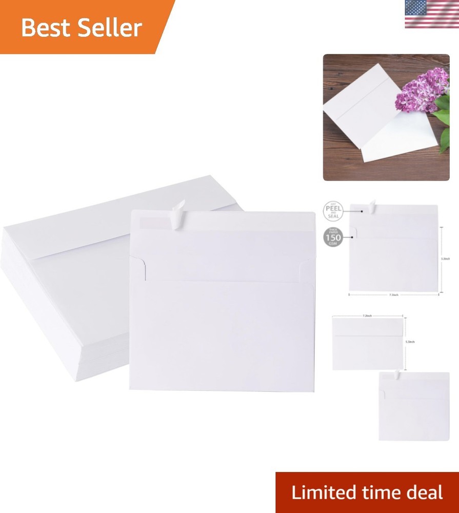 5x7 Envelopes 50 Pack, A7 White Envelopes for Invitations, 5 1/4” x 7 1/4” La...