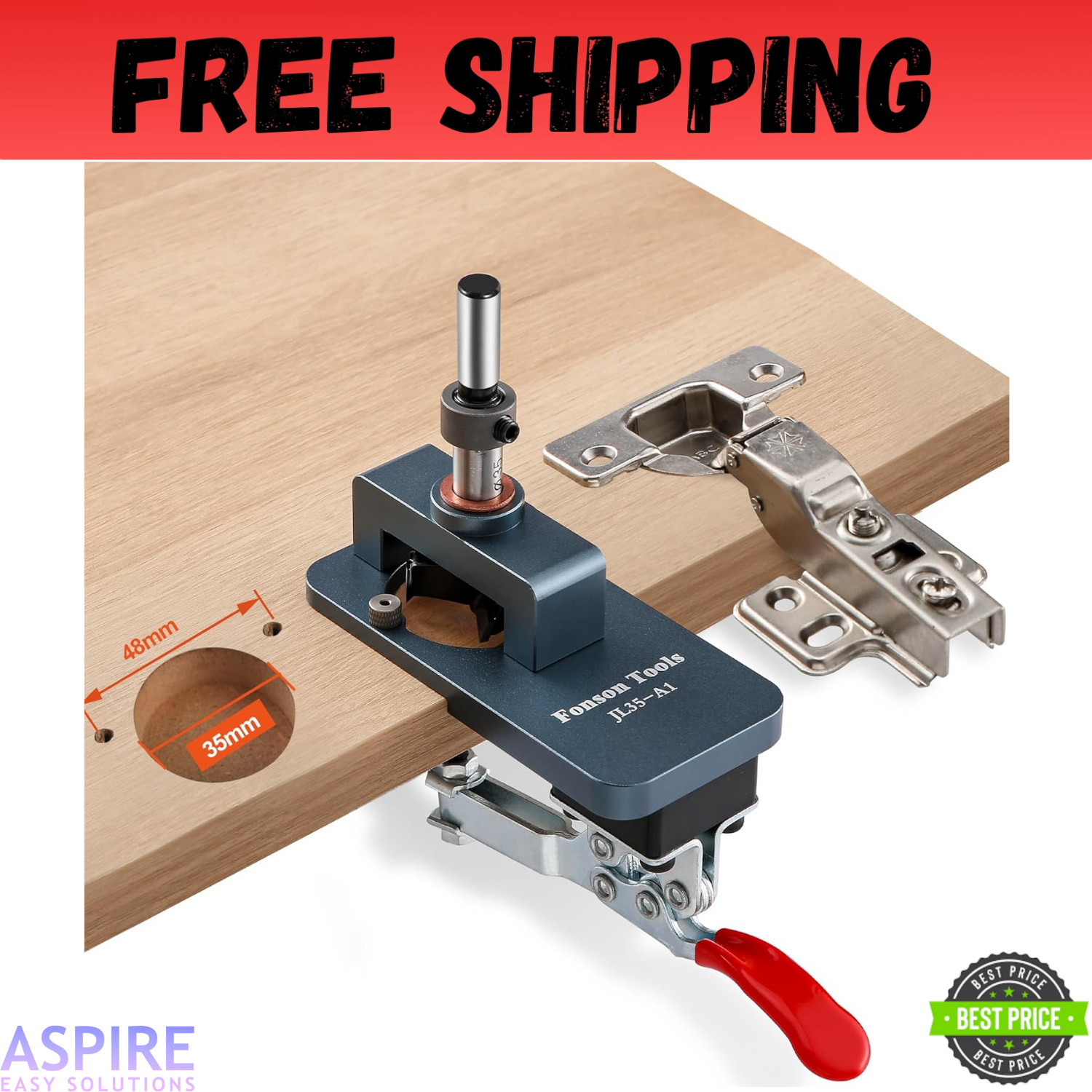 Metal Concealed Hinge Jig, 35MM Cabinet Hinge Jig Drilling Hole Puncher with ... gallery
