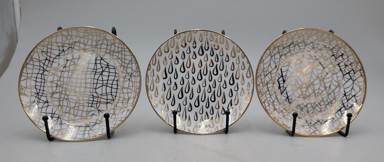 Mosaic Gold Plated Luncheon Plates Set of 6 Stackable Durable Porcelain 6in gallery