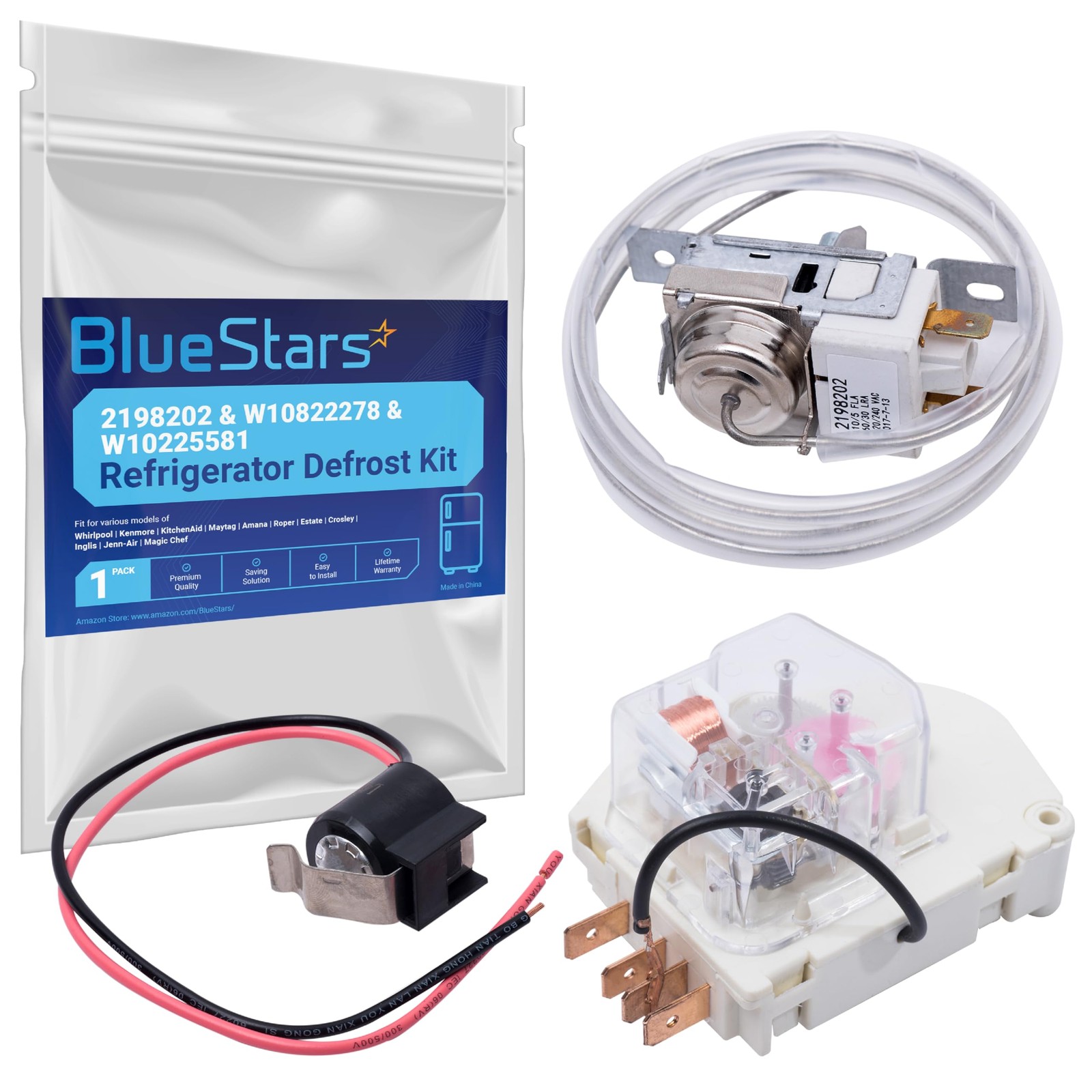 Upgraded 2198202 Cold Control Thermostat W10822278 Defrost Timer W10225581 Bi... gallery