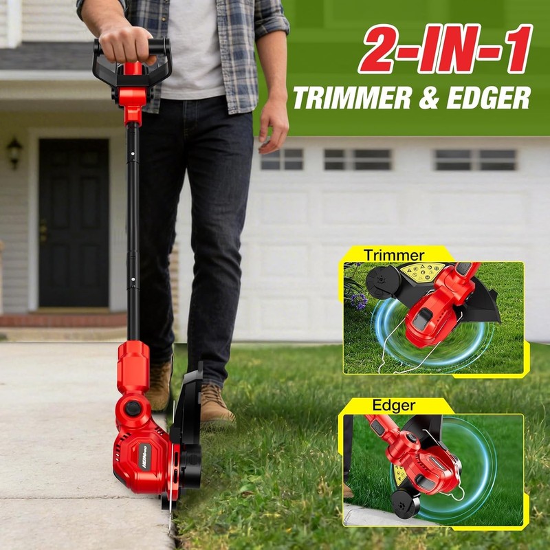 Heinpro Cordless String Trimmer M18 Compatible 12" Brush Cutter Weed Eater gallery
