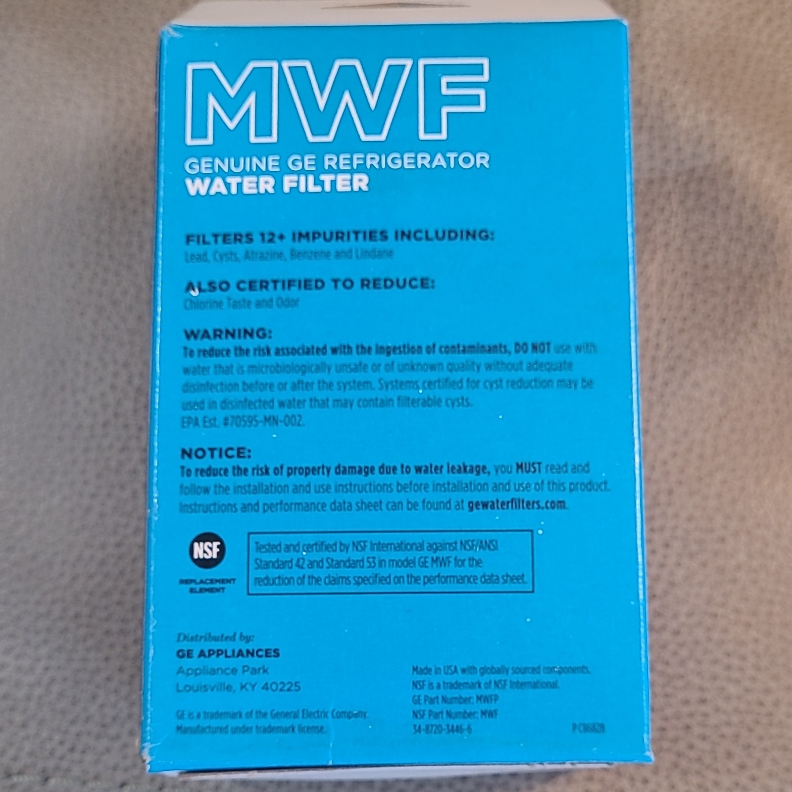 GE Appliances MWF Water Filter, Removes 99% Lead, 300 Gallon Capacity gallery