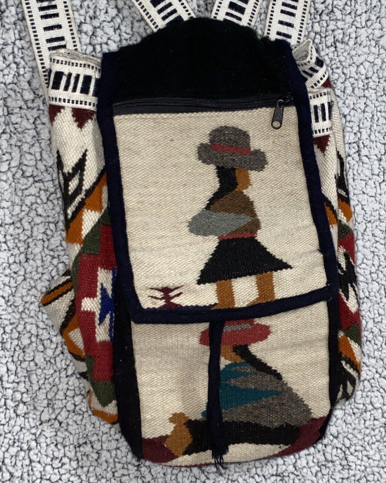 Peruvian Wool Woven Boho Backpack Hiking Book Bag 2