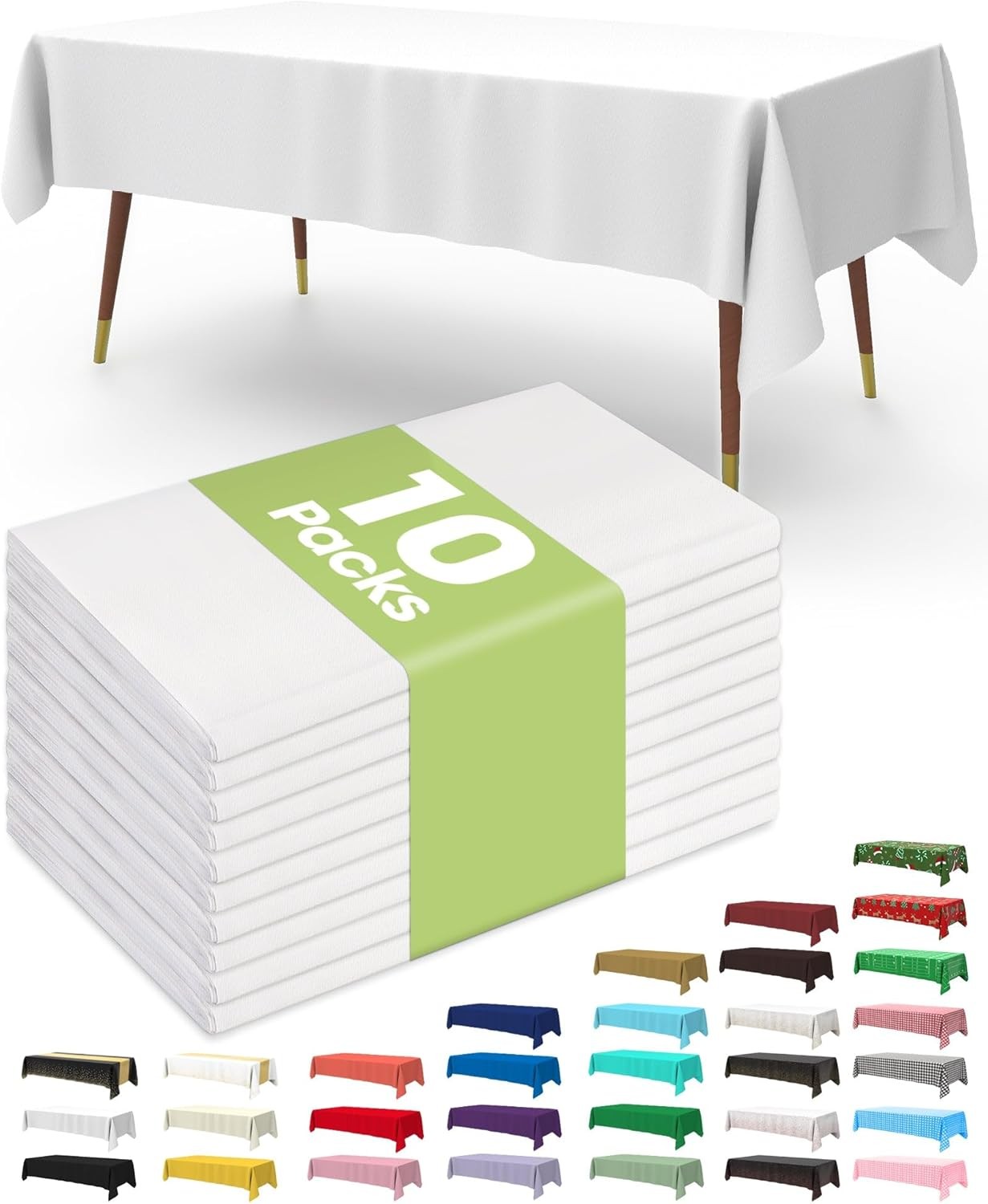 Disposable White Table Cloths, 54x108 Inch, 10 Pack for Events and Parties gallery