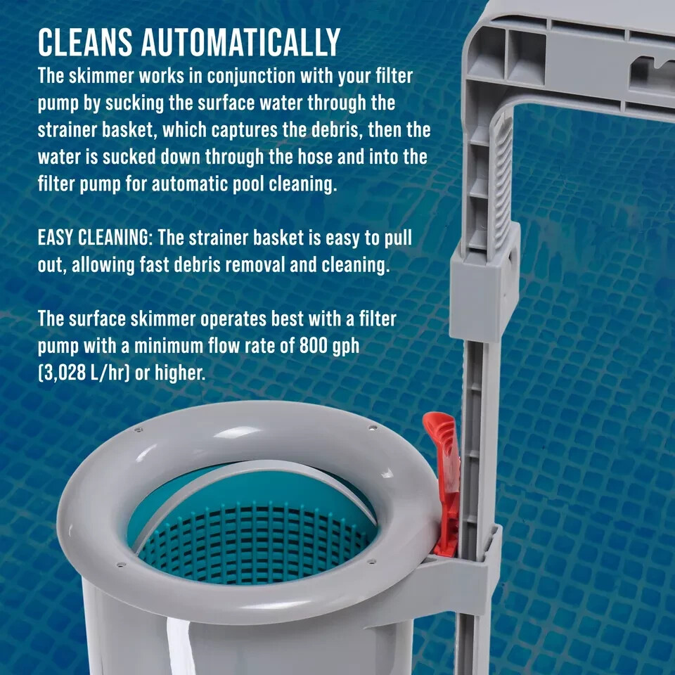 U.S. Pool Supply Premium Above Ground Pool Surface Skimmer, Wall Mount, Cleaner gallery