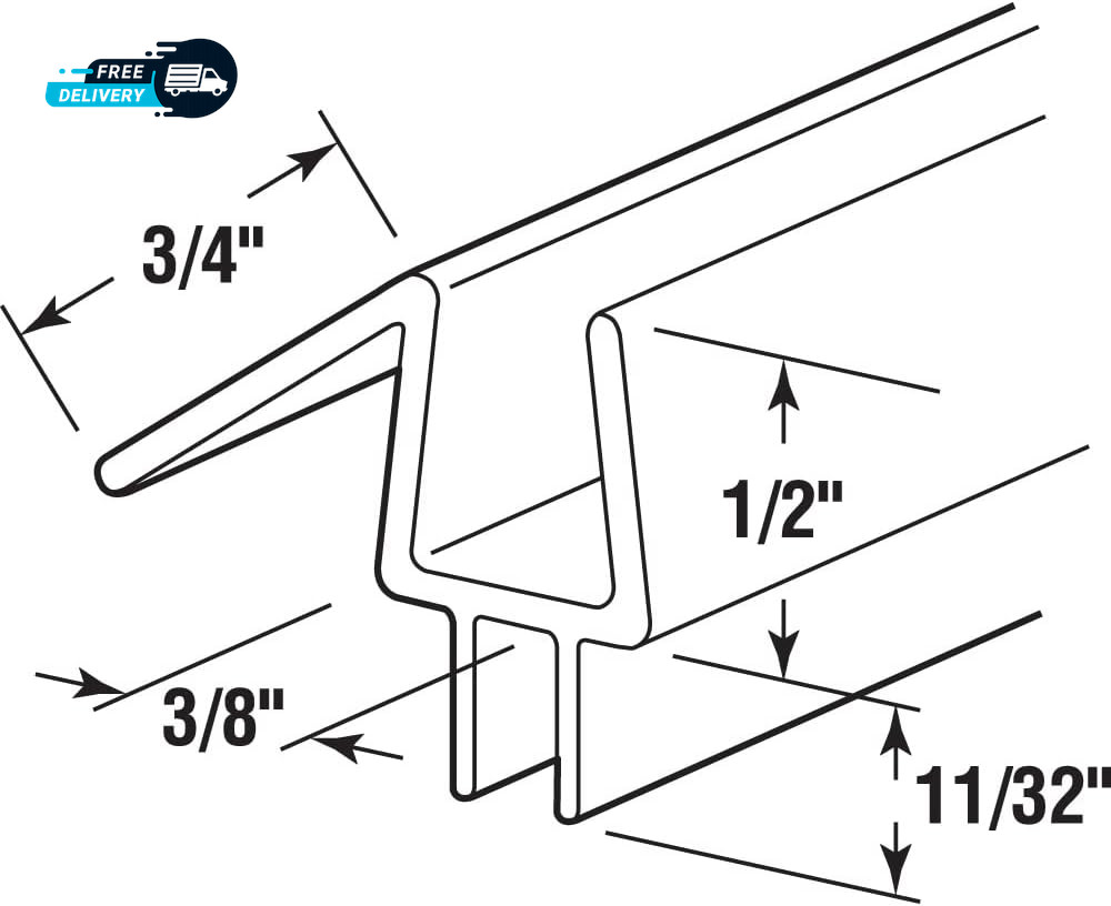M 6258 Frameless Shower Door Bottom Seal for 3/8 In. Thick Glass Doors. gallery