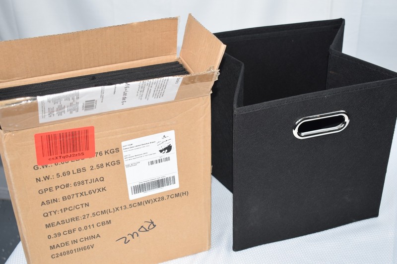 NEW AMAZON BASICS 6 Collapsible Fabric Storage Cubes Black gallery