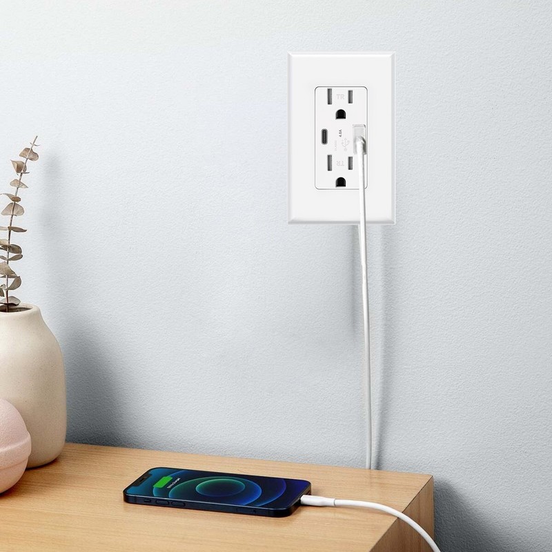 10Pack USB Type C Wall Outlet Duplex Receptacle 15A, Smart 4.8A Quick Charging gallery