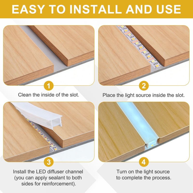 16.5ft/5m LED Diffuser Channel, 20x10mm Silicone LED Channel System gallery